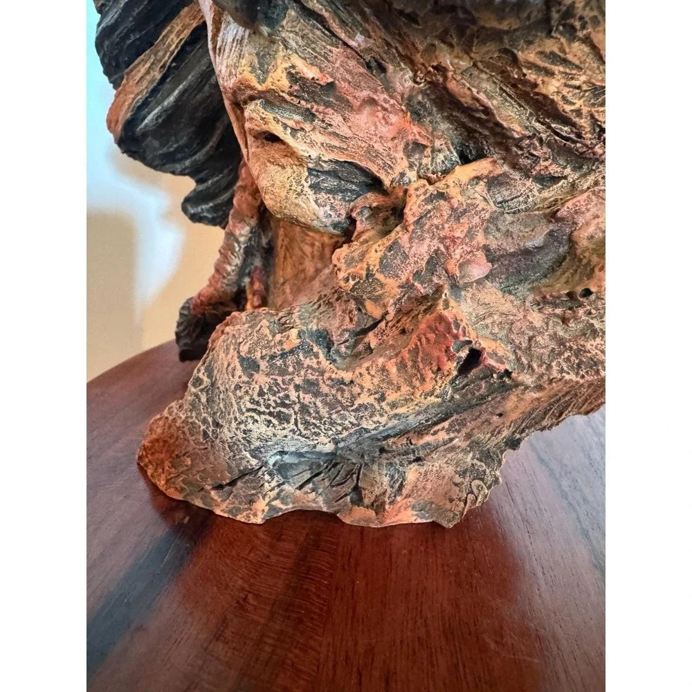 Vintage Owl Elder Spirit Figurine Rustic Southwestern Resin Bust Woodland Wisdom
